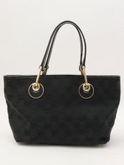GG Canvas Logo Plate Handbag Black