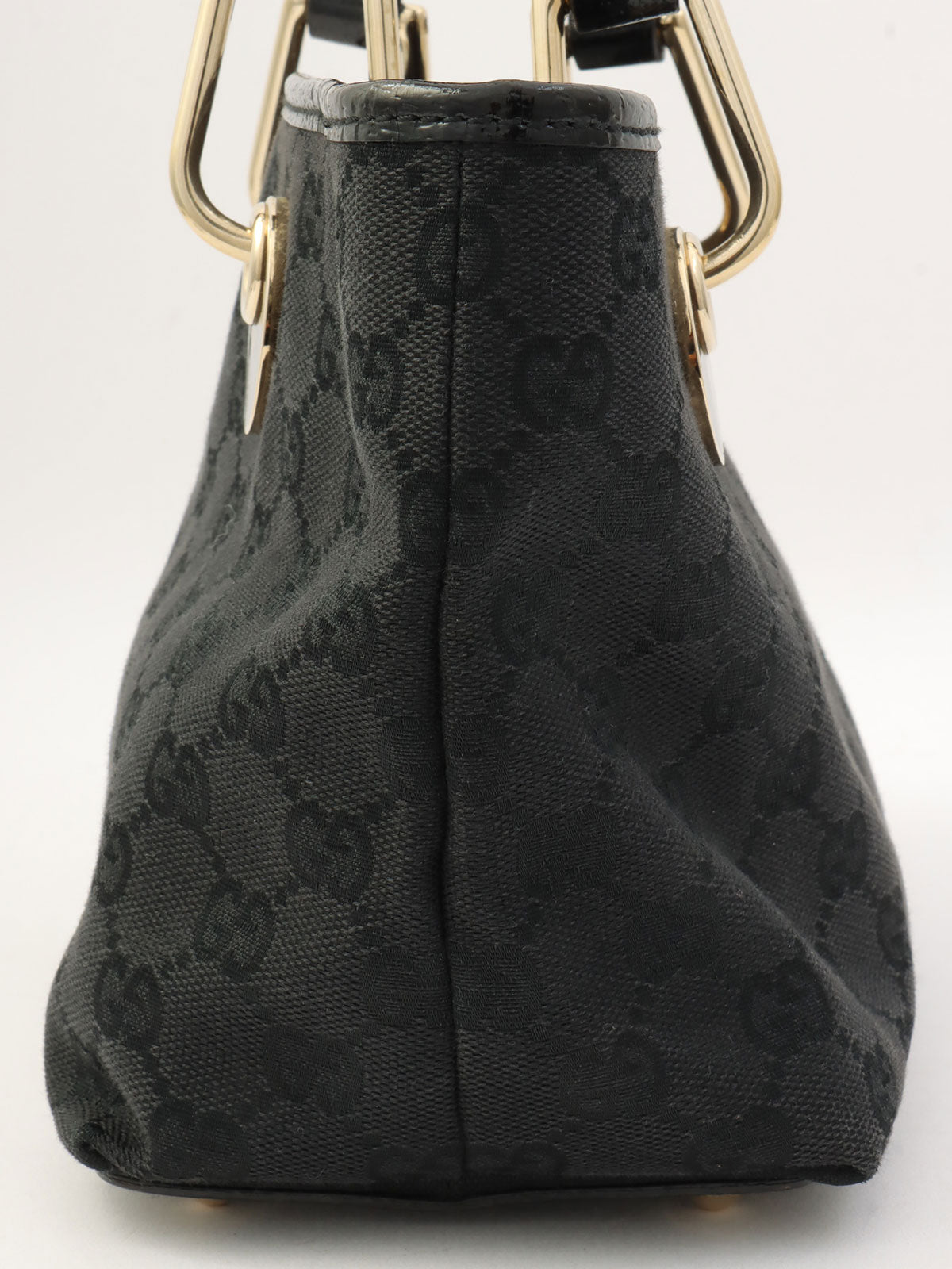 GG Canvas Logo Plate Handbag Black
