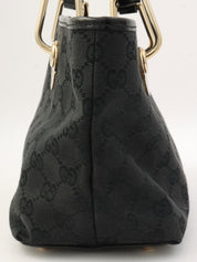 GG Canvas Logo Plate Handbag Black