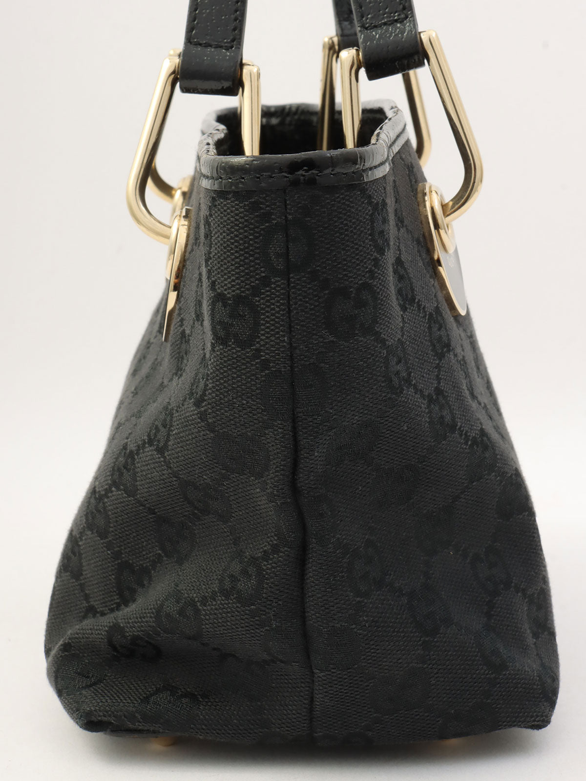 GG Canvas Logo Plate Handbag Black