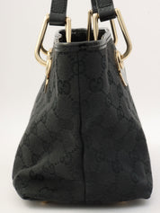 GG Canvas Logo Plate Handbag Black