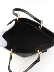 GG Canvas Logo Plate Handbag Black