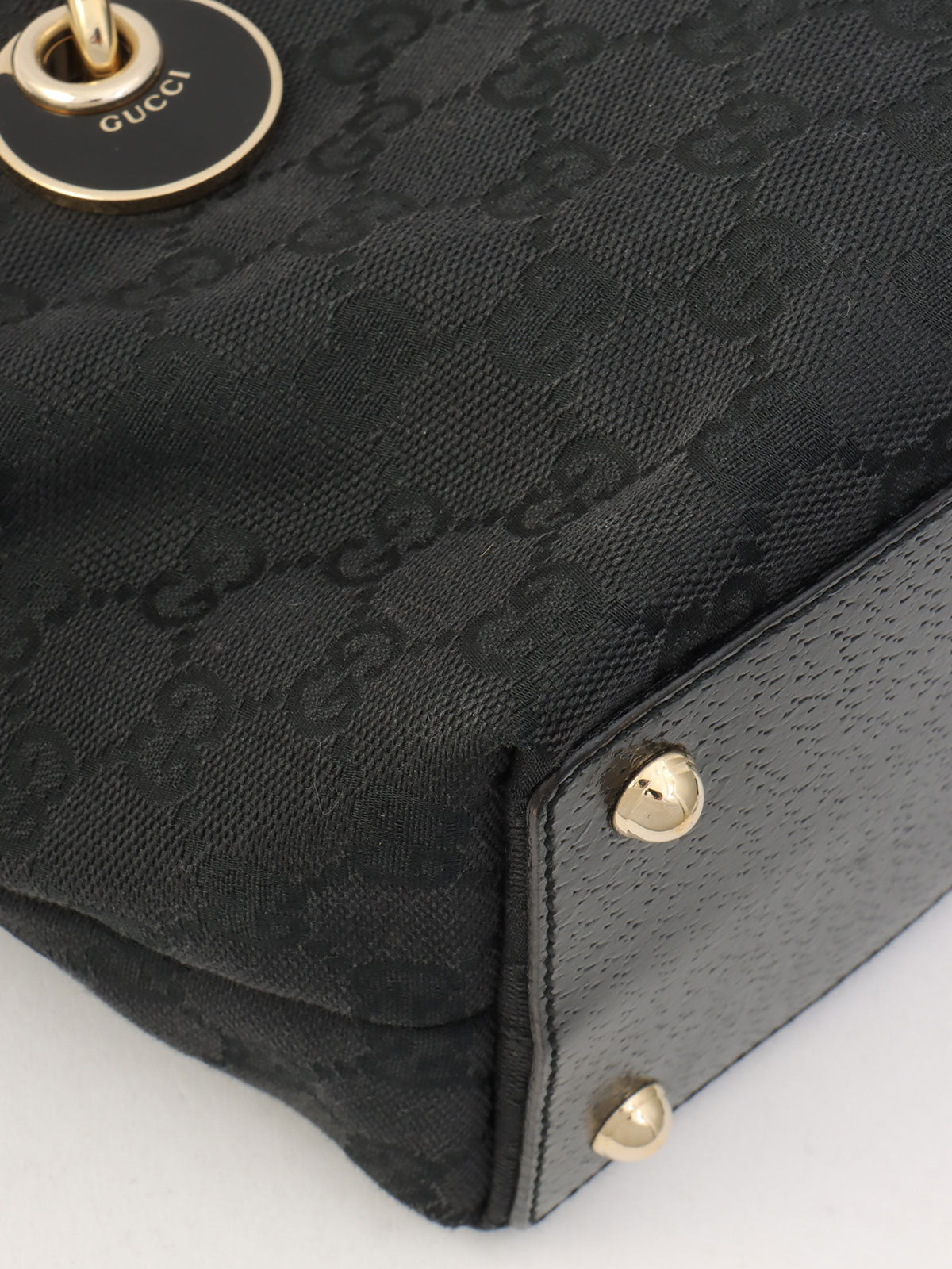GG Canvas Logo Plate Handbag Black