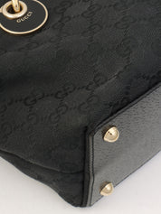 GG Canvas Logo Plate Handbag Black