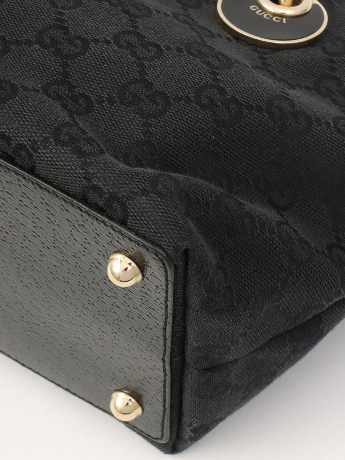 GG Canvas Logo Plate Handbag Black