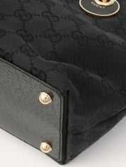 GG Canvas Logo Plate Handbag Black
