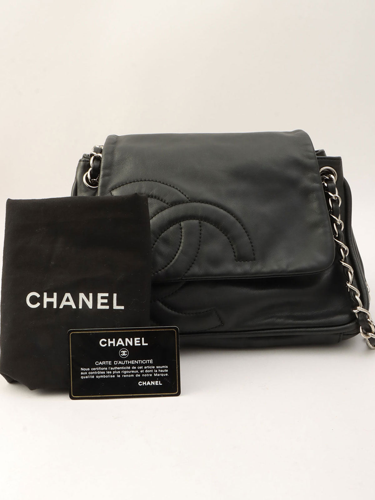 Around 2007, CC Mark Stitch Chain Shoulder Bag, Black