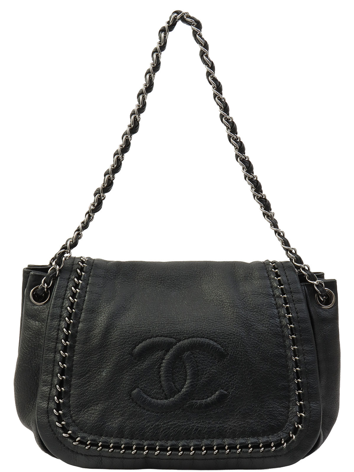 Luxury Line Chain Shoulder Bag, Black, manufactured around 2005