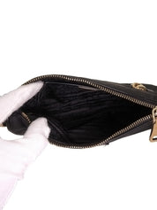 Nylon logo plate handbag in black