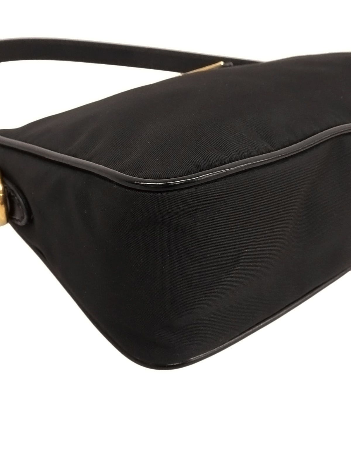 Nylon logo plate handbag in black