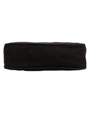 Nylon logo plate handbag in black