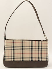 Nova Check Pattern Logo Embossed Shoulder Bag Beige/Dark Brown