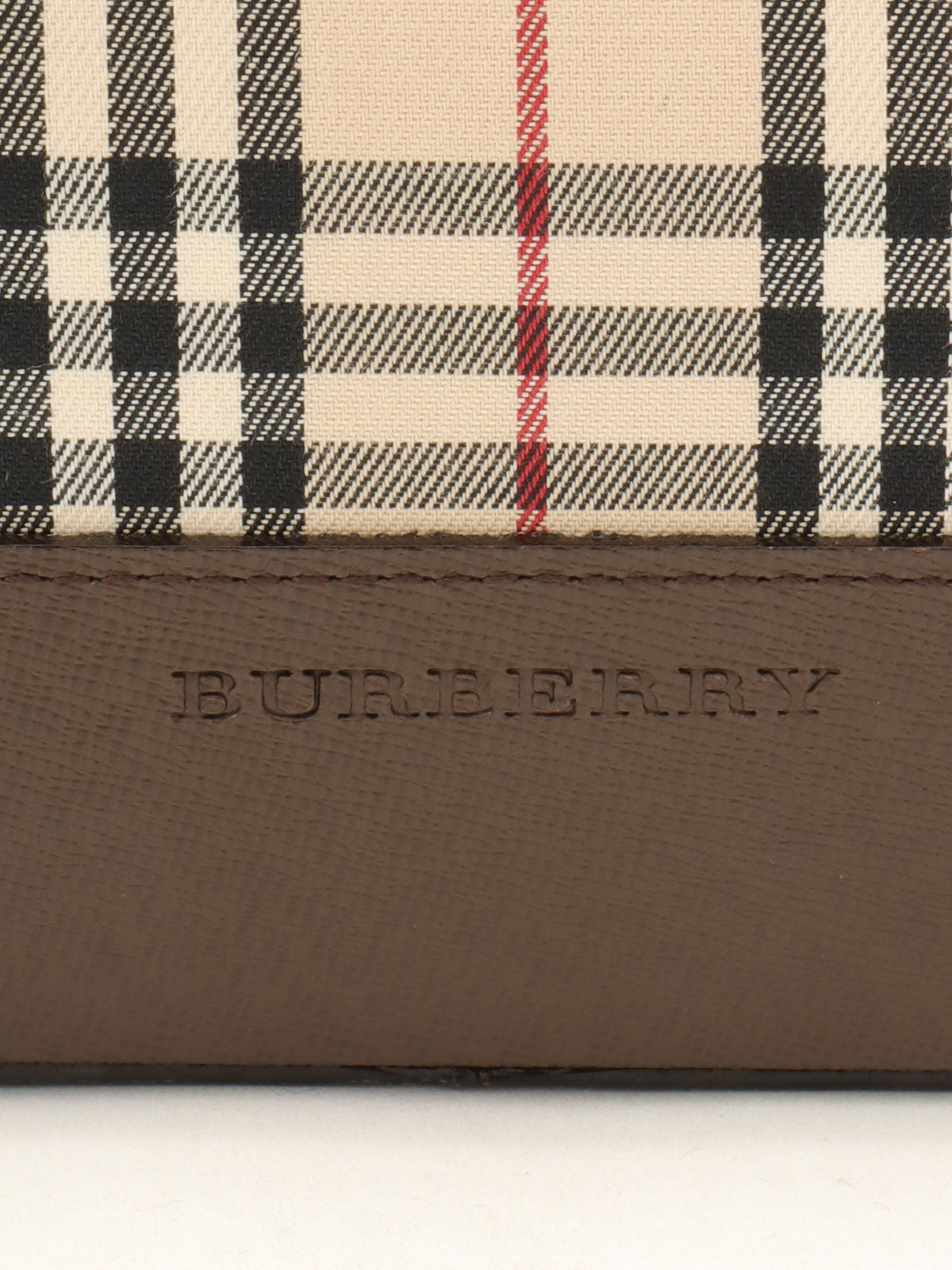 Nova Check Pattern Logo Embossed Shoulder Bag Beige/Dark Brown