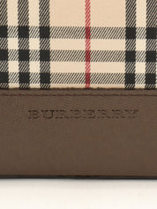Nova Check Pattern Logo Embossed Shoulder Bag Beige/Dark Brown