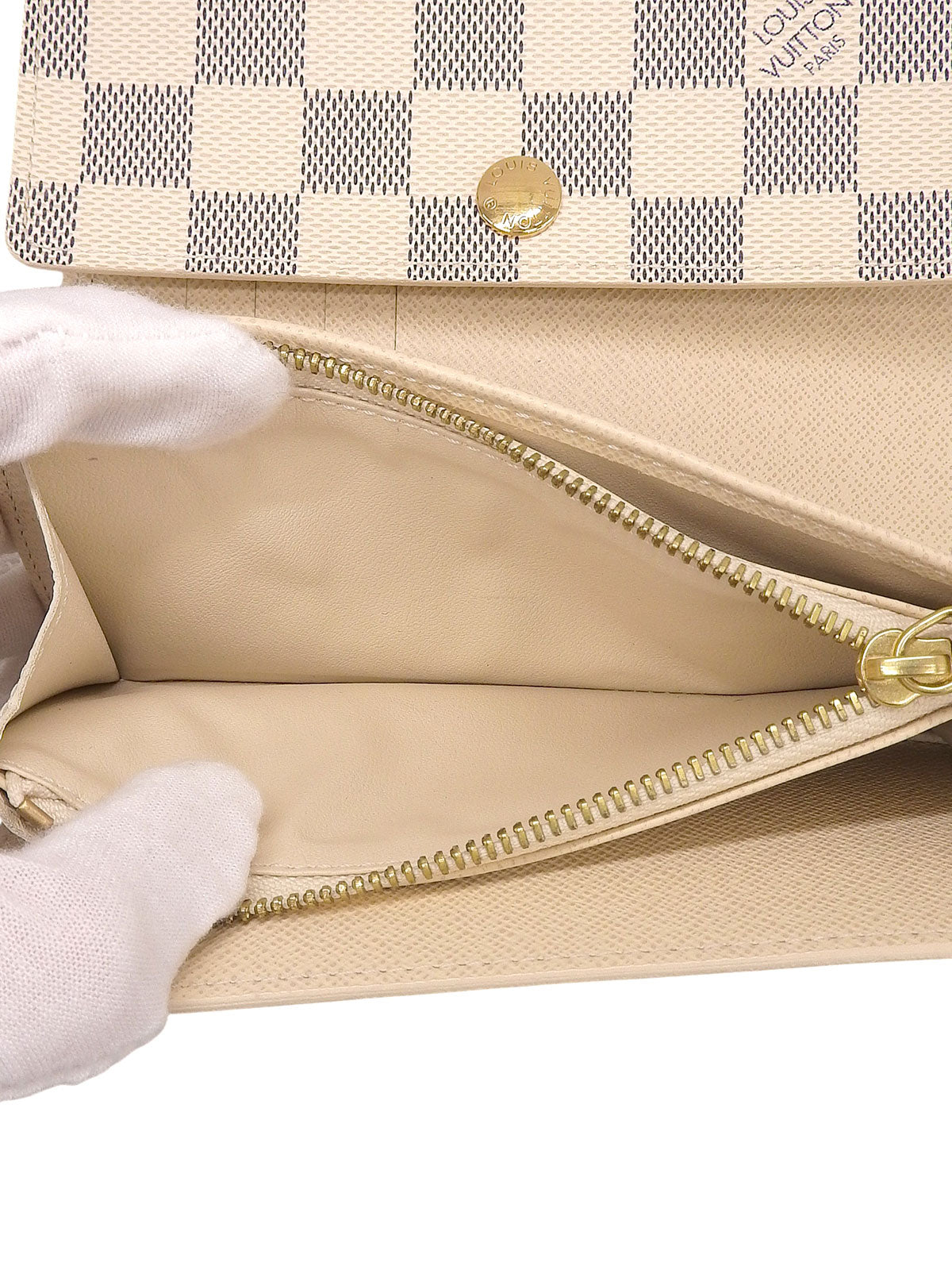 2007 Damier Azur Portefeuille Alexandra White