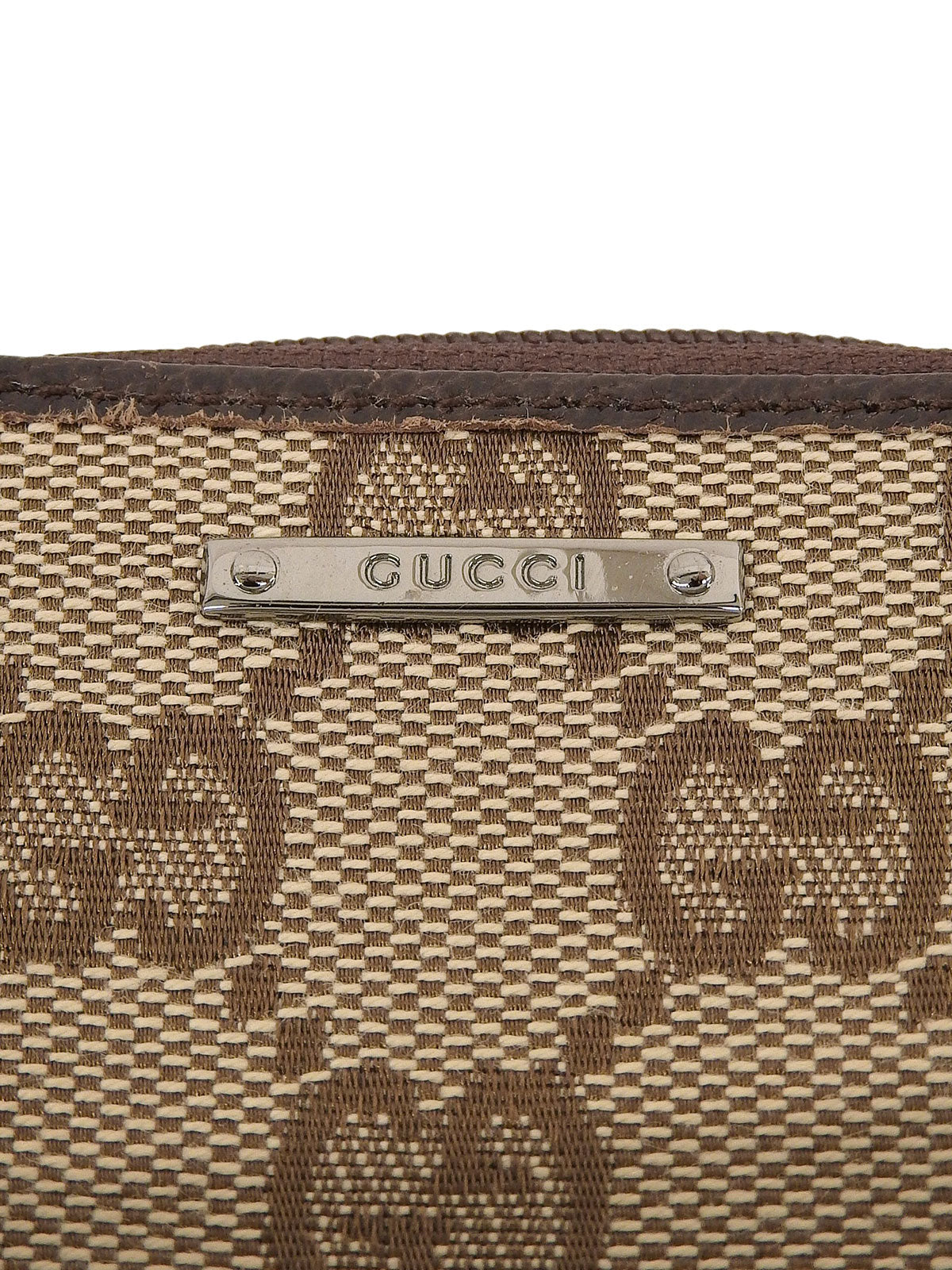 Beige Canvas GG Pattern Coin Case