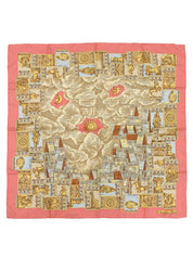 シルクタロットカードモチーフスカーフ ピンク/イエロー/マルチ