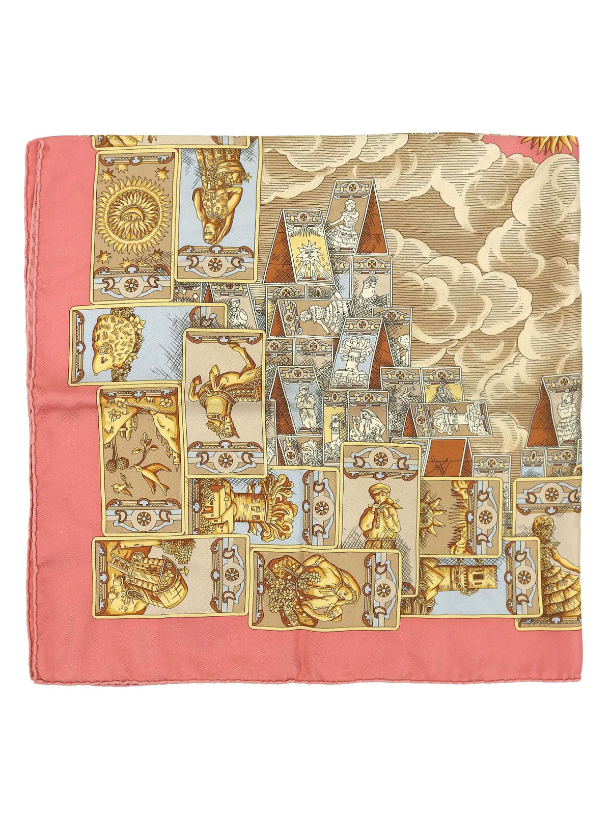 シルクタロットカードモチーフスカーフ ピンク/イエロー/マルチ
