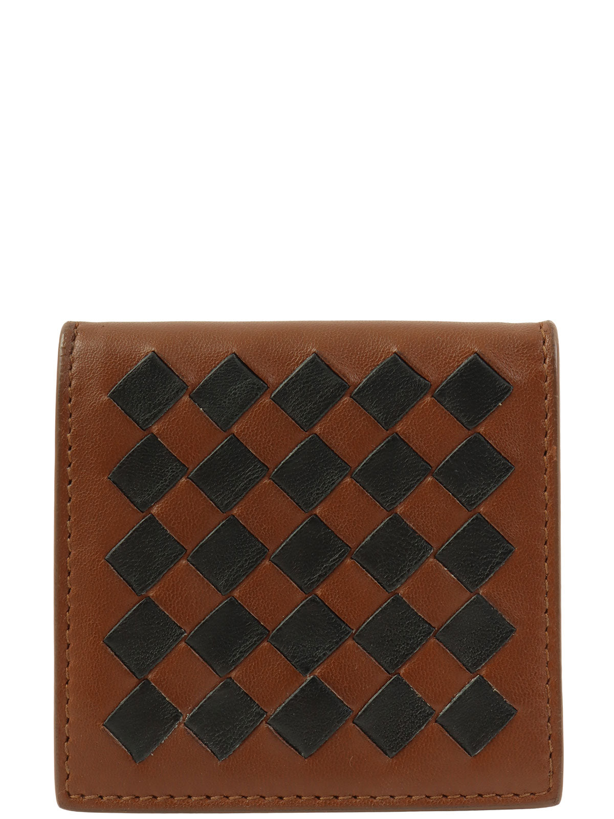 Intrecciato Coin Case Brown/Black