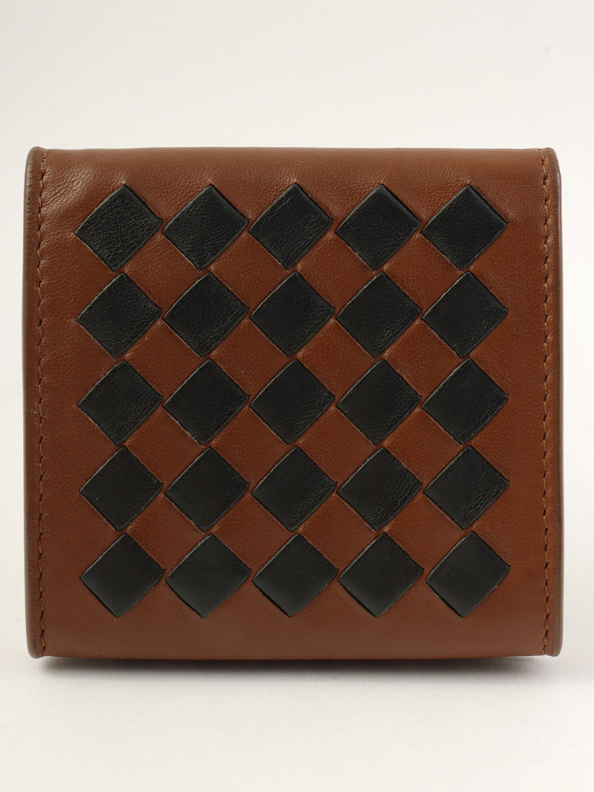 Intrecciato Coin Case Brown/Black