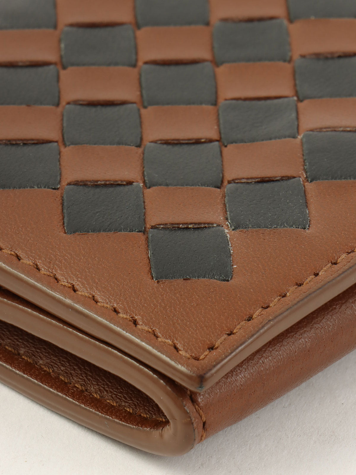 Intrecciato Coin Case Brown/Black