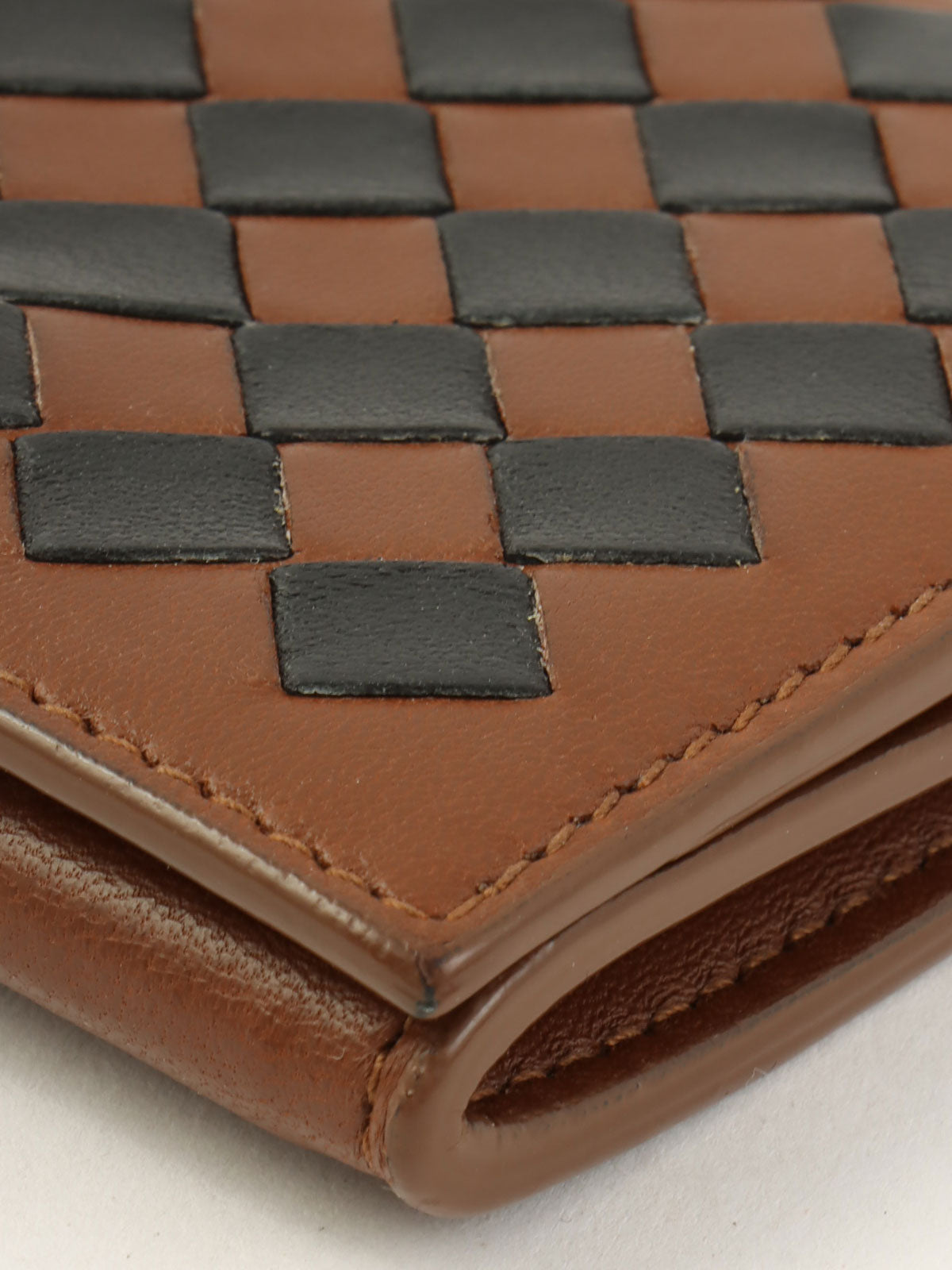 Intrecciato Coin Case Brown/Black