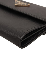 Saffiano Logo Plate Wallet in Black