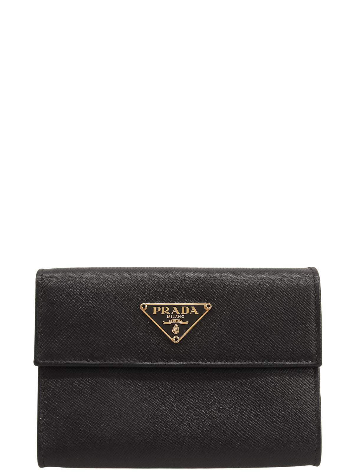 Saffiano Logo Plate Wallet in Black