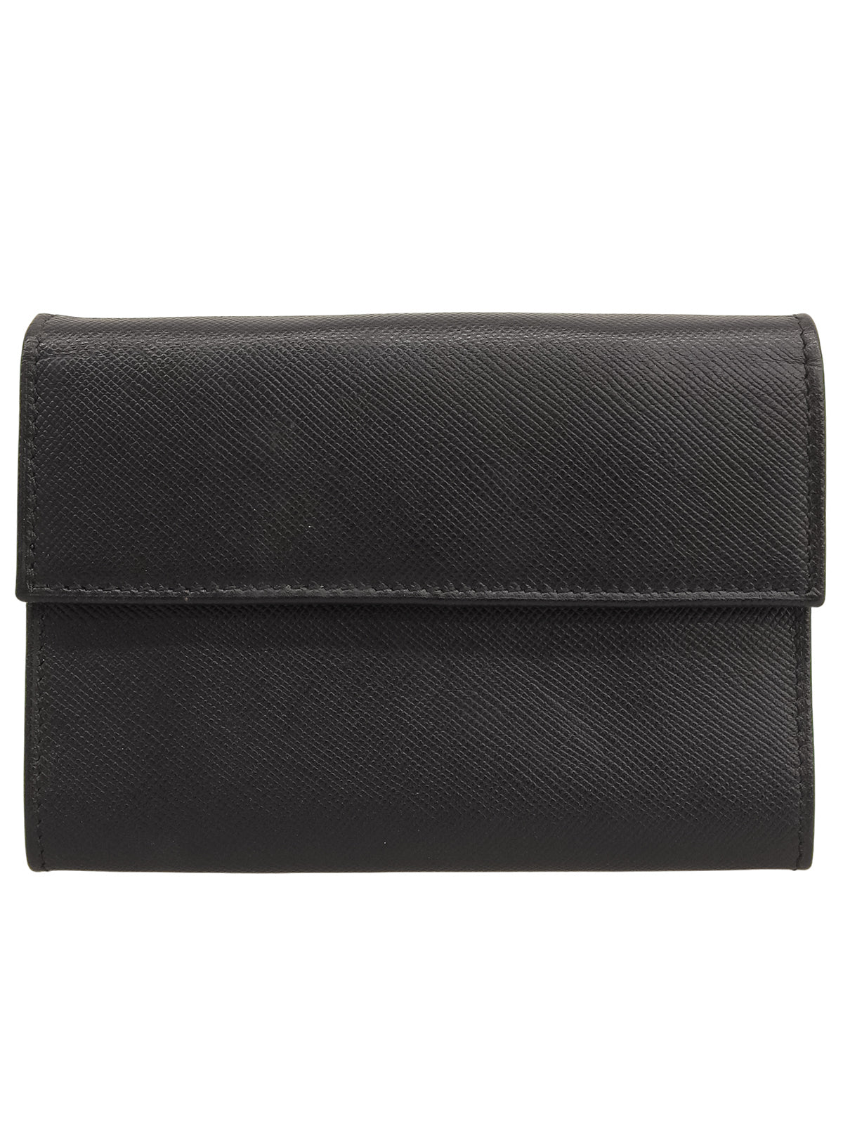 Saffiano Logo Plate Wallet in Black