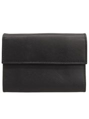 Saffiano Logo Plate Wallet in Black