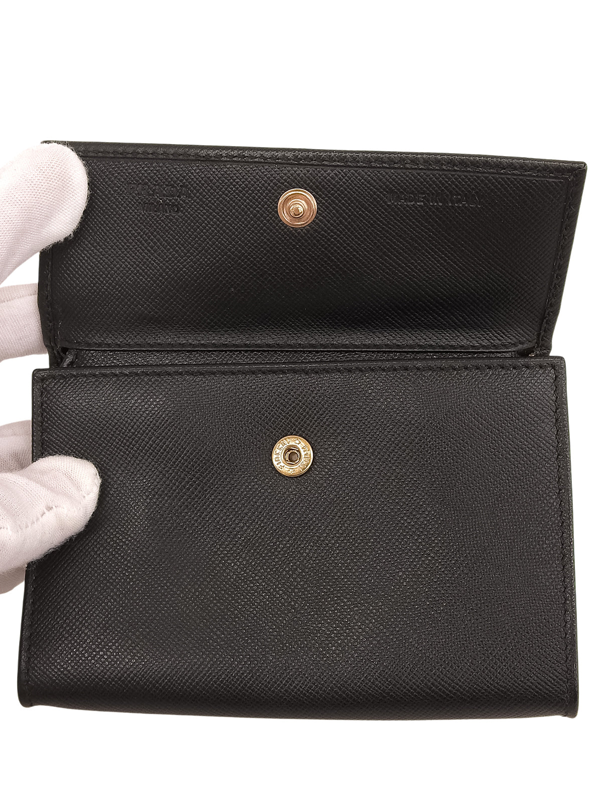 Saffiano Logo Plate Wallet in Black
