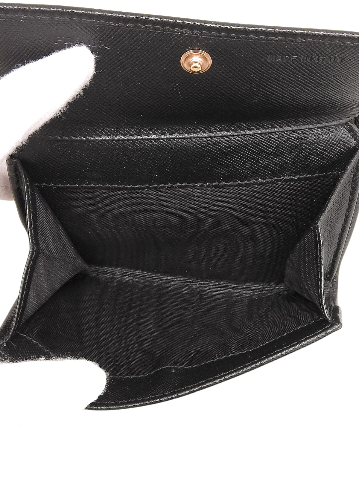 Saffiano Logo Plate Wallet in Black