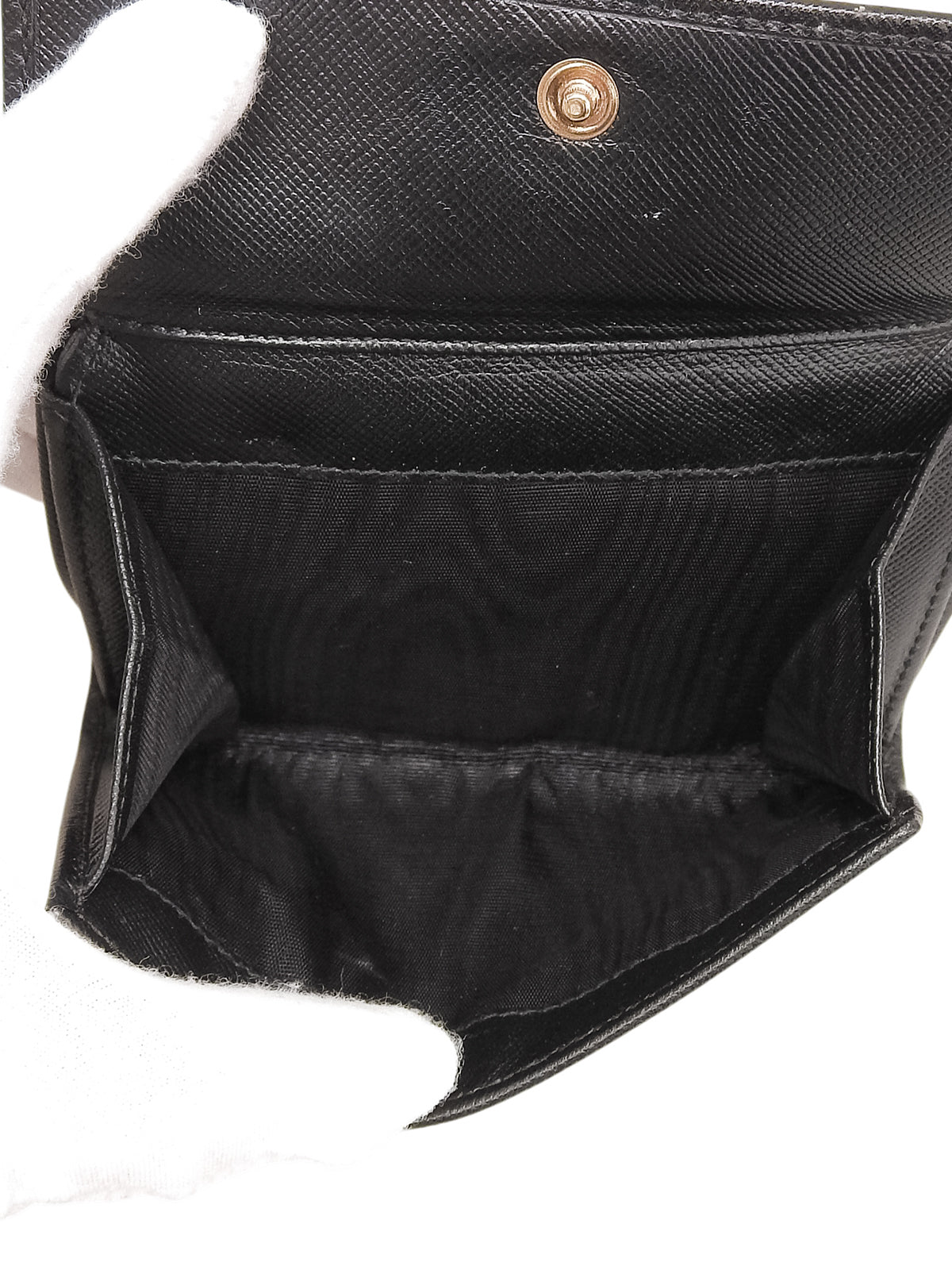 Saffiano Logo Plate Wallet in Black