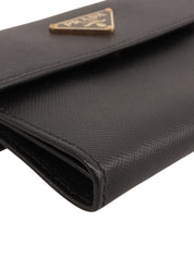 Saffiano Logo Plate Wallet in Black