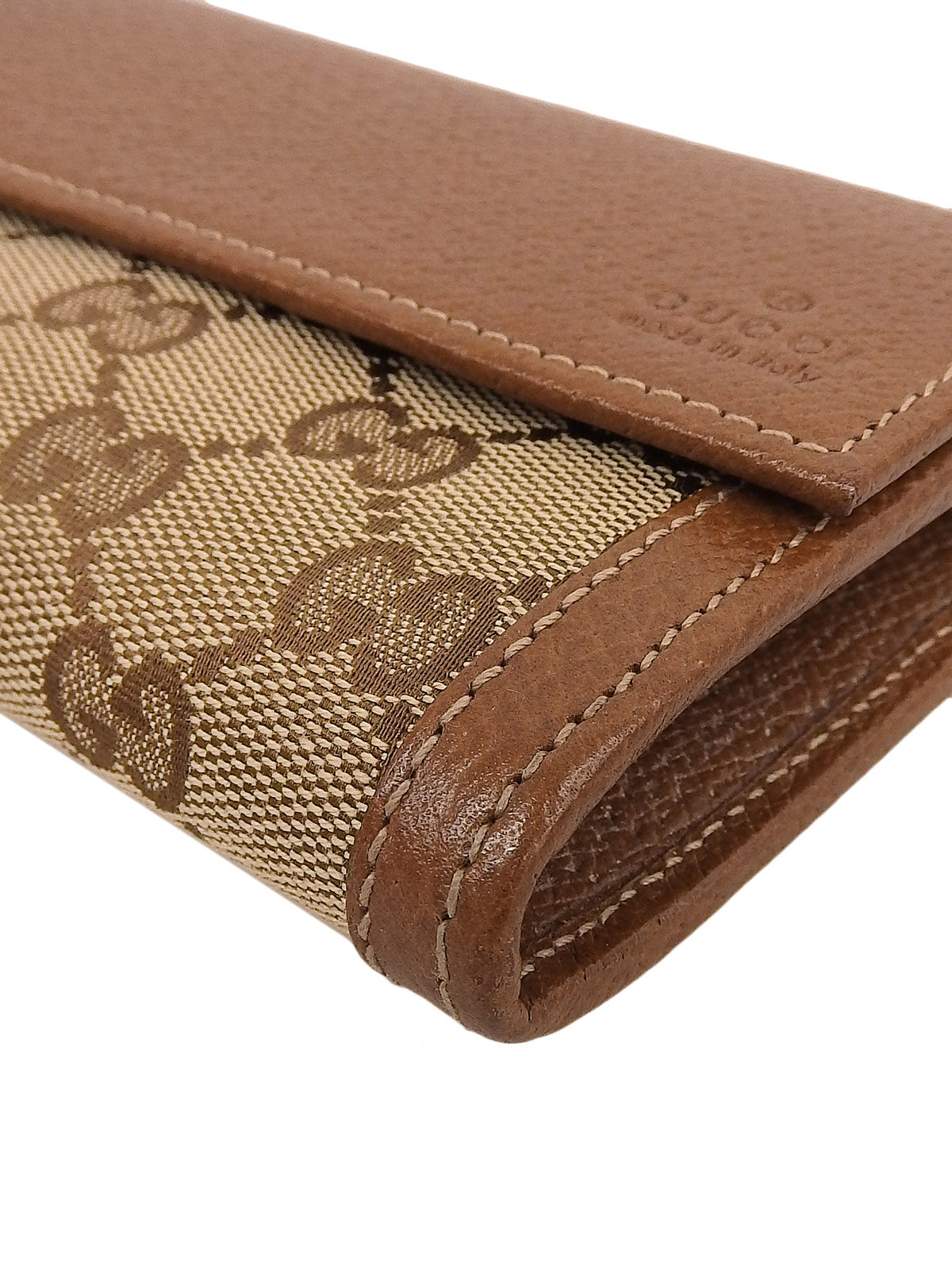 Canvas GG Pattern Logo Charm Long Wallet Beige/Brown