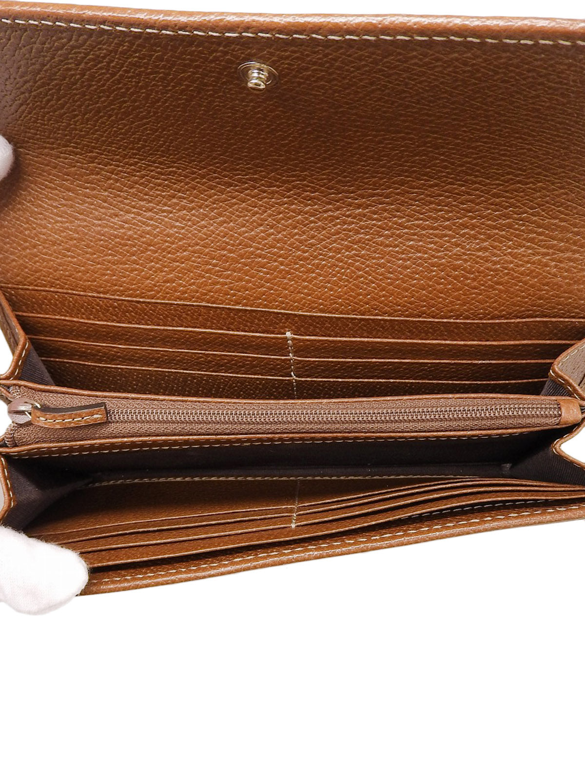 Canvas GG Pattern Logo Charm Long Wallet Beige/Brown