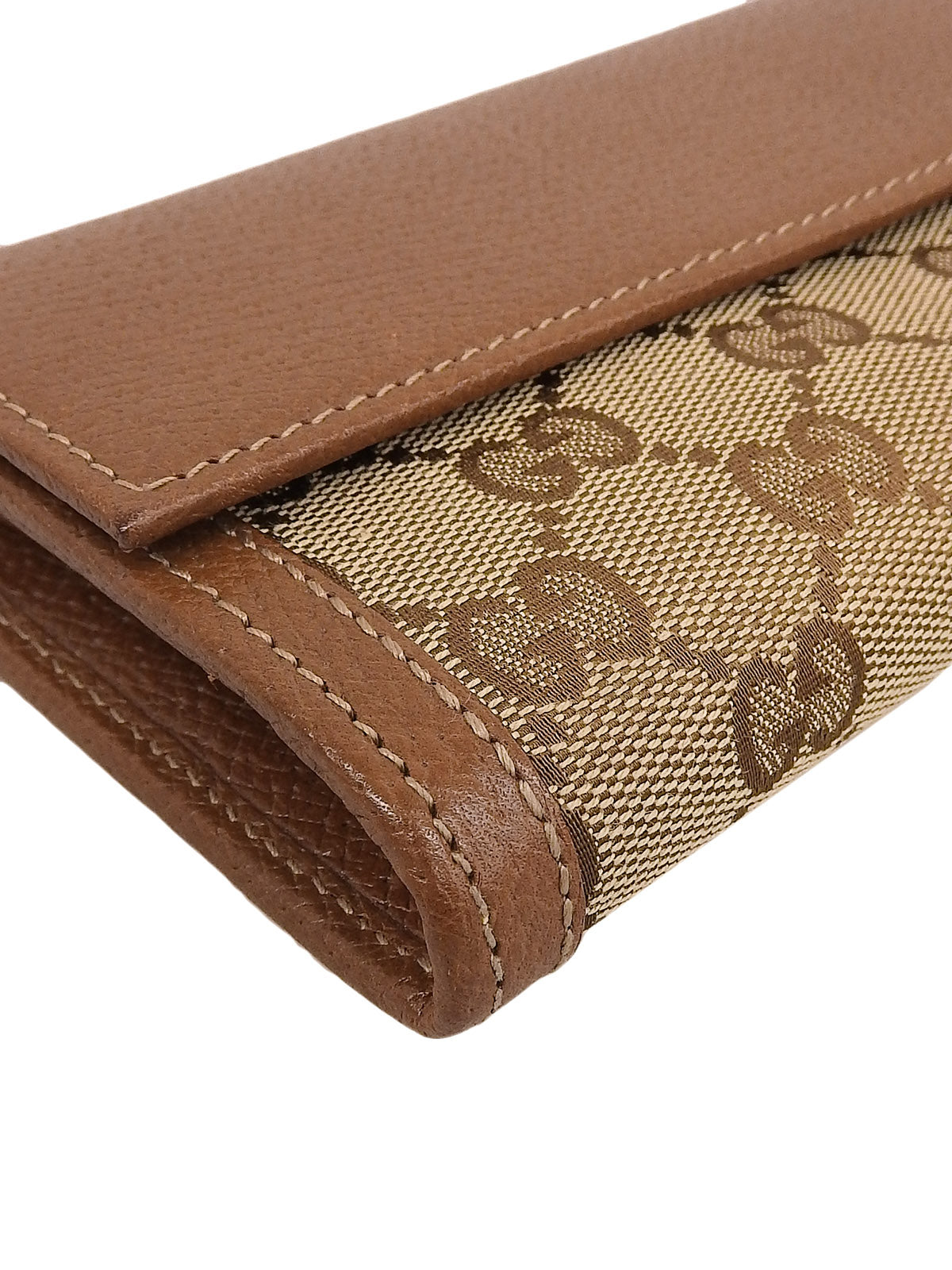 Canvas GG Pattern Logo Charm Long Wallet Beige/Brown