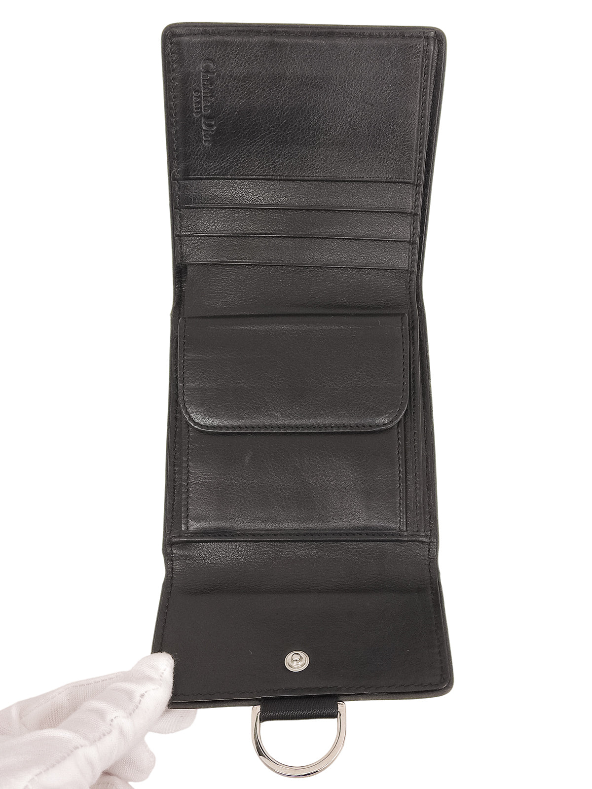 Cotton Logo Plate Wallet in Black
