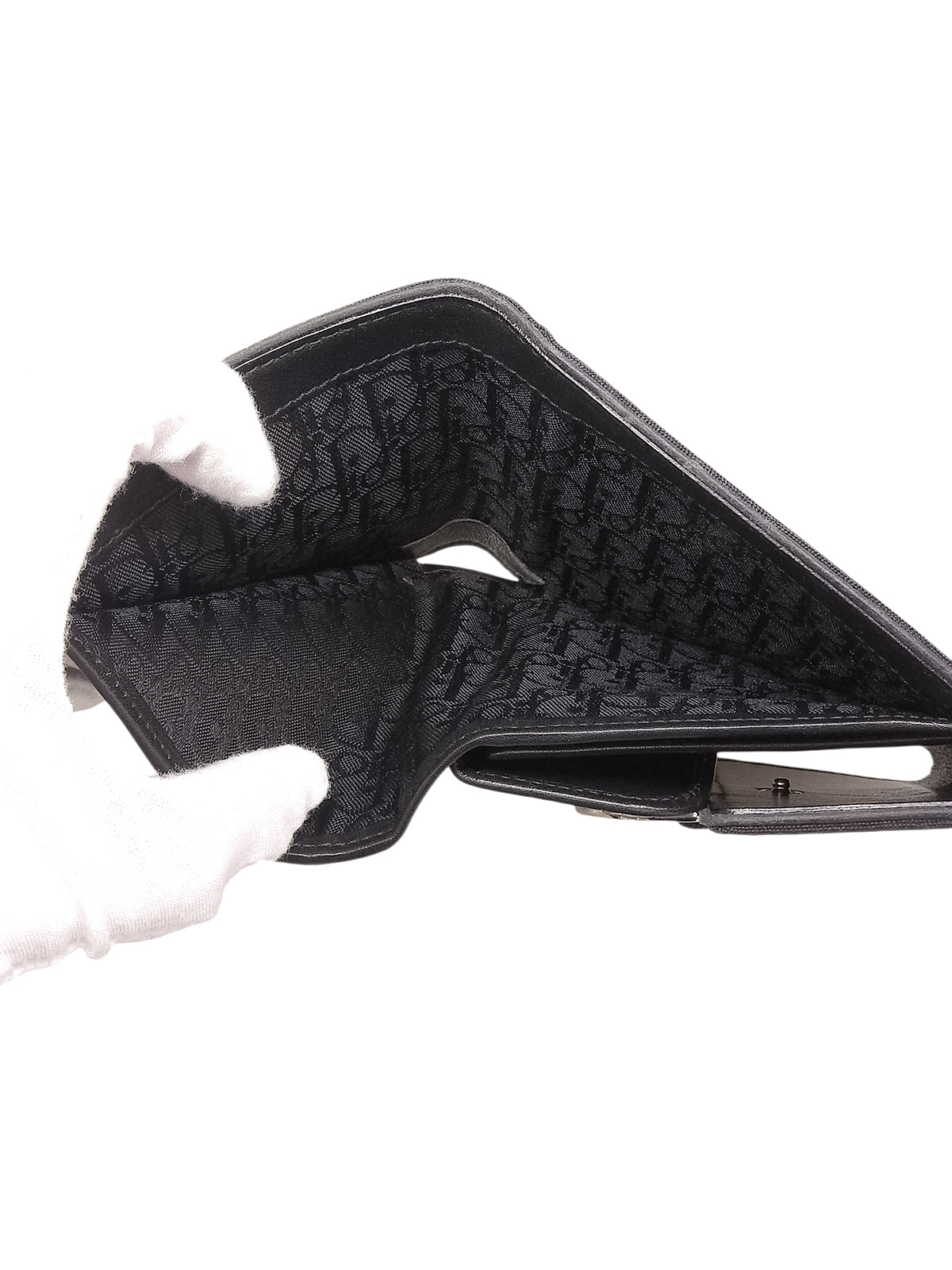 Cotton Logo Plate Wallet in Black