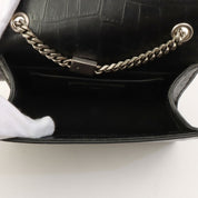Croco Embossed Kate Tassel Small Chain Shoulder Bag Black