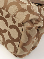 シグネチャーがま口ハンドバッグ ベージュ／ブラウン