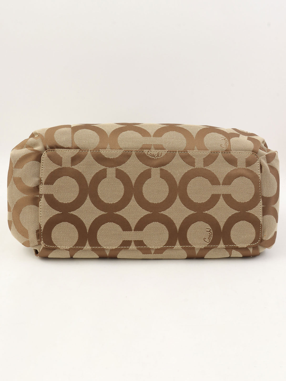 シグネチャーがま口ハンドバッグ ベージュ／ブラウン