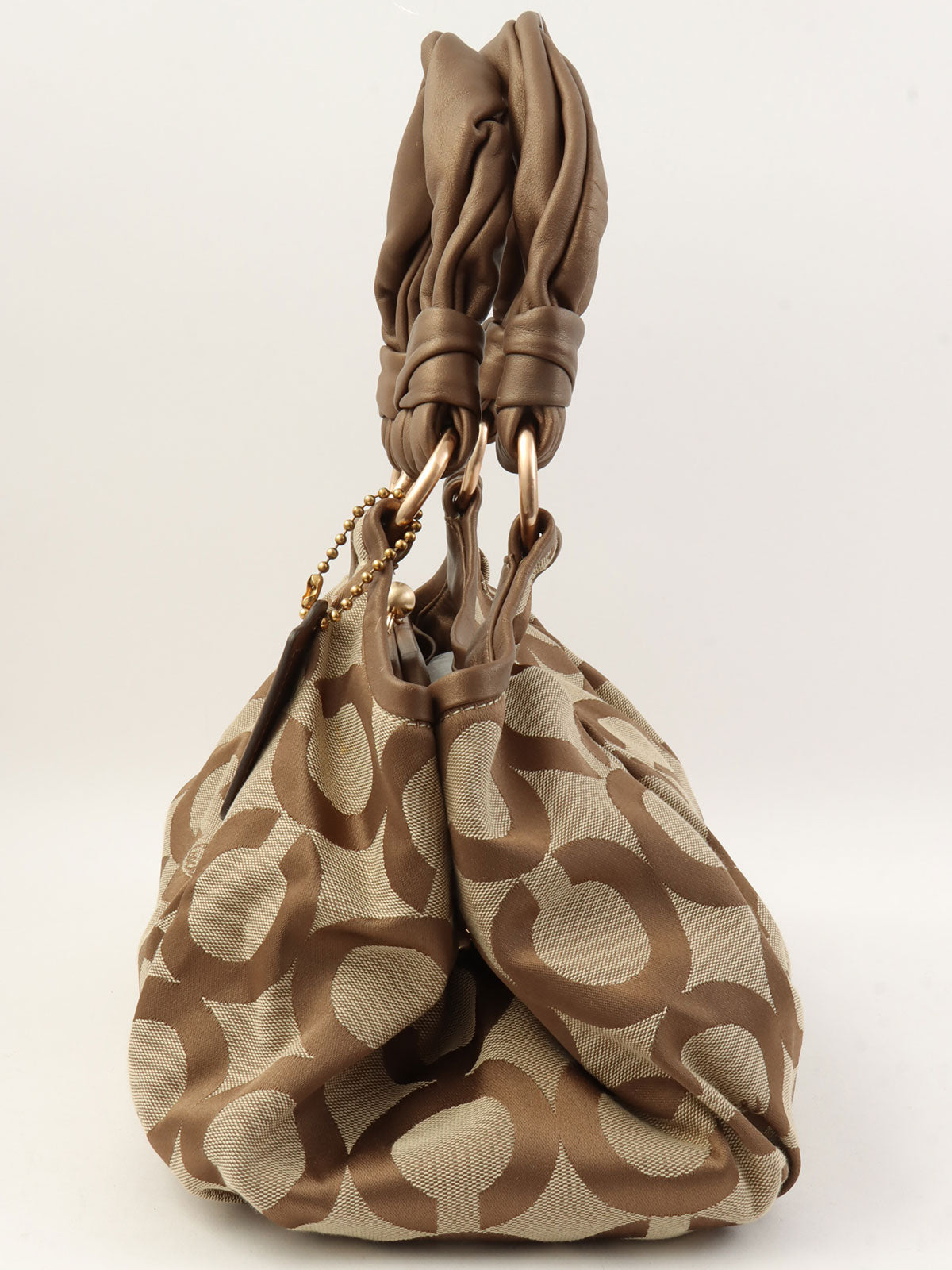 シグネチャーがま口ハンドバッグ ベージュ／ブラウン