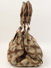 シグネチャーがま口ハンドバッグ ベージュ／ブラウン