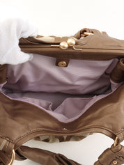 シグネチャーがま口ハンドバッグ ベージュ／ブラウン