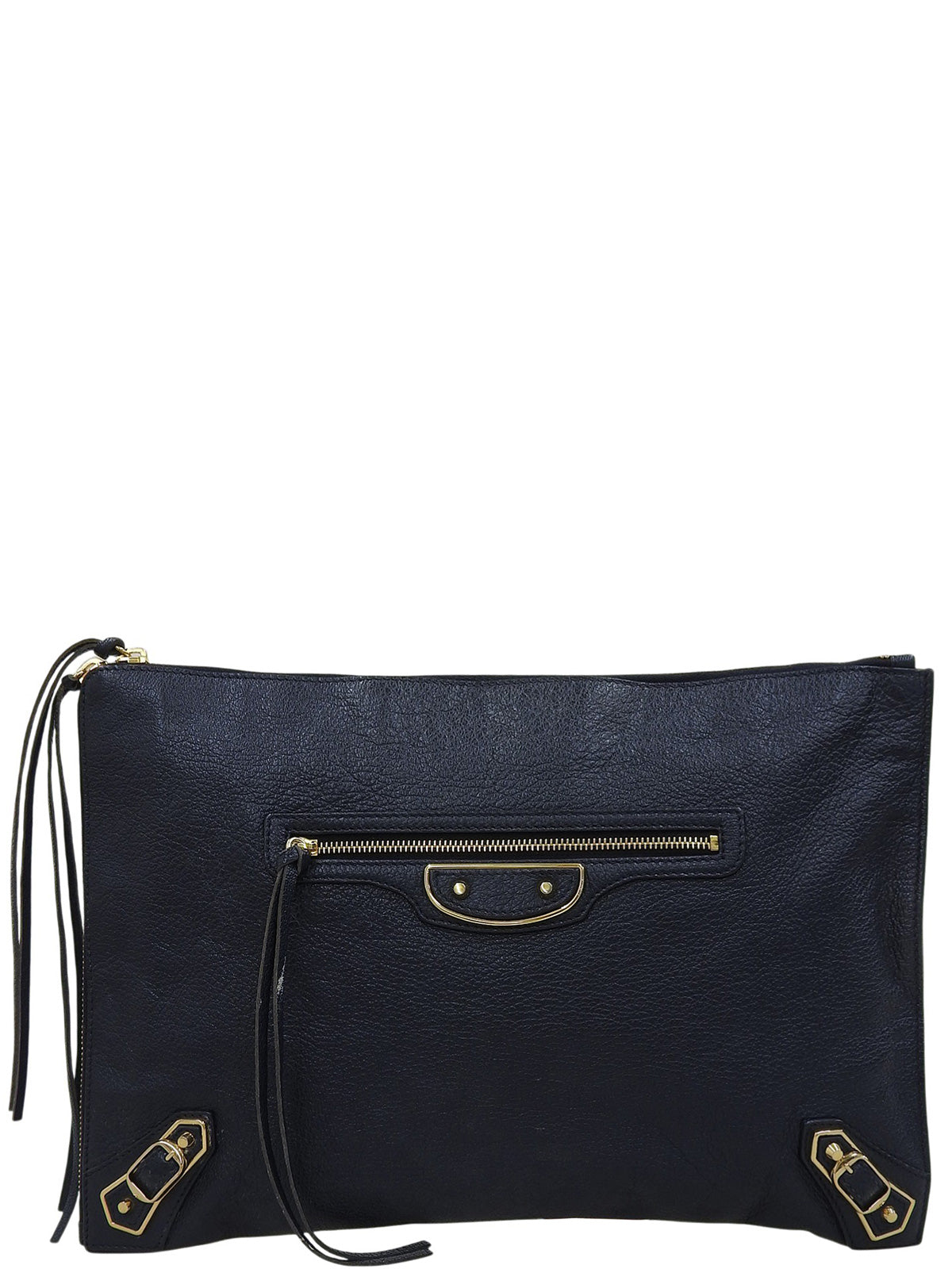 海军蓝金属边手拿包