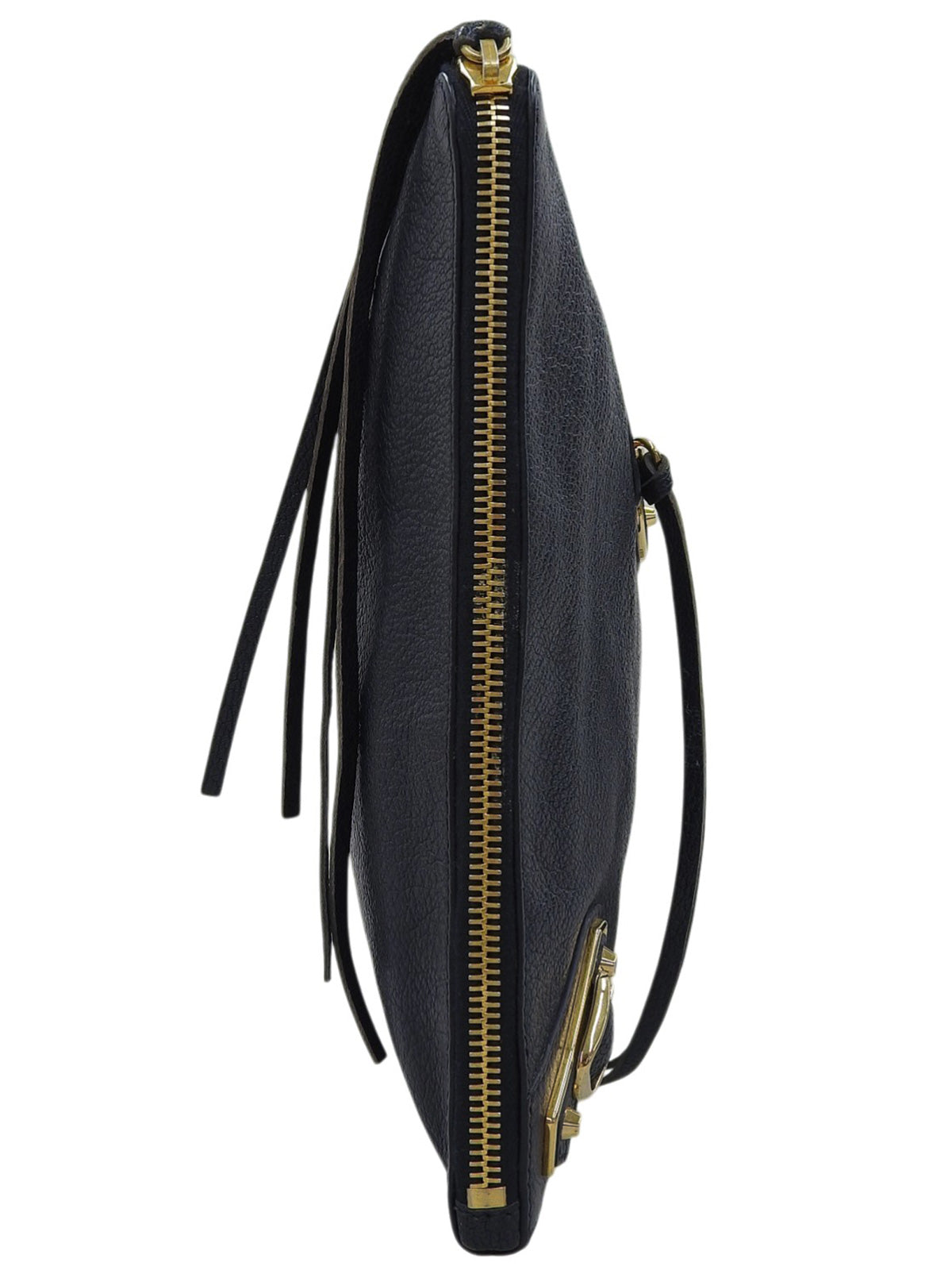 海军蓝金属边手拿包