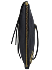 海军蓝金属边手拿包