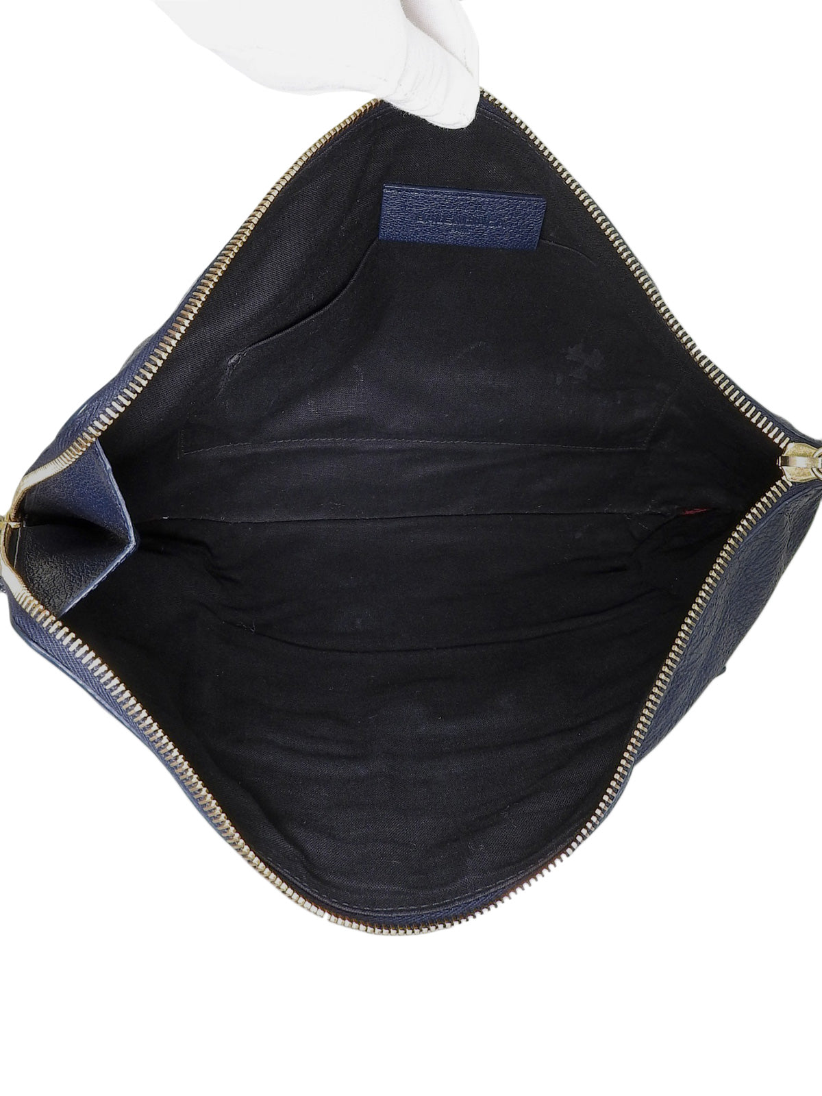 海军蓝金属边手拿包