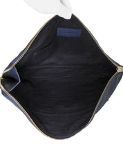 海军蓝金属边手拿包